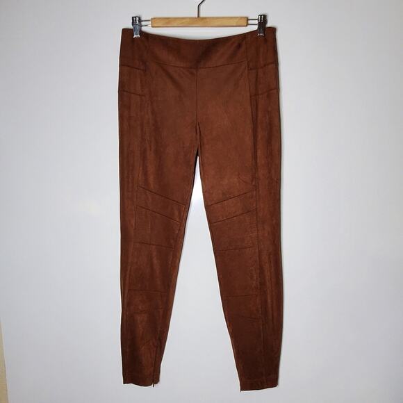 Sundance Catalog Pants Leggings  Faux Suede Ankle Zip Brown Size 10 - Picture 12 of 12
